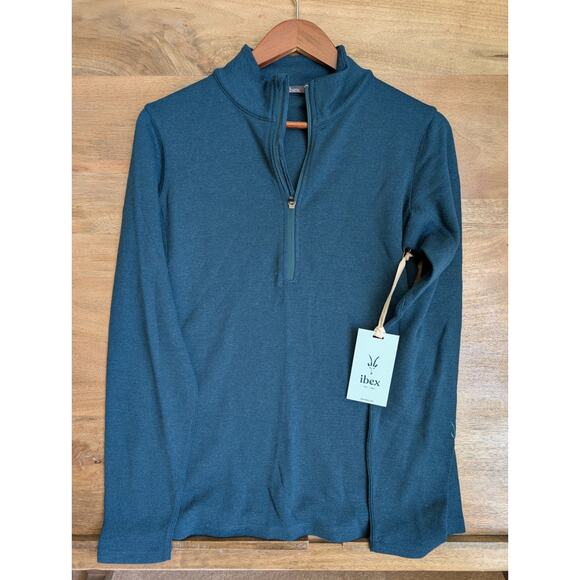 Ibex 1/4 Zip Pullover Womens Medium Kingfisher Shak The Art of Wool JK0074 NWT - Picture 1 of 5